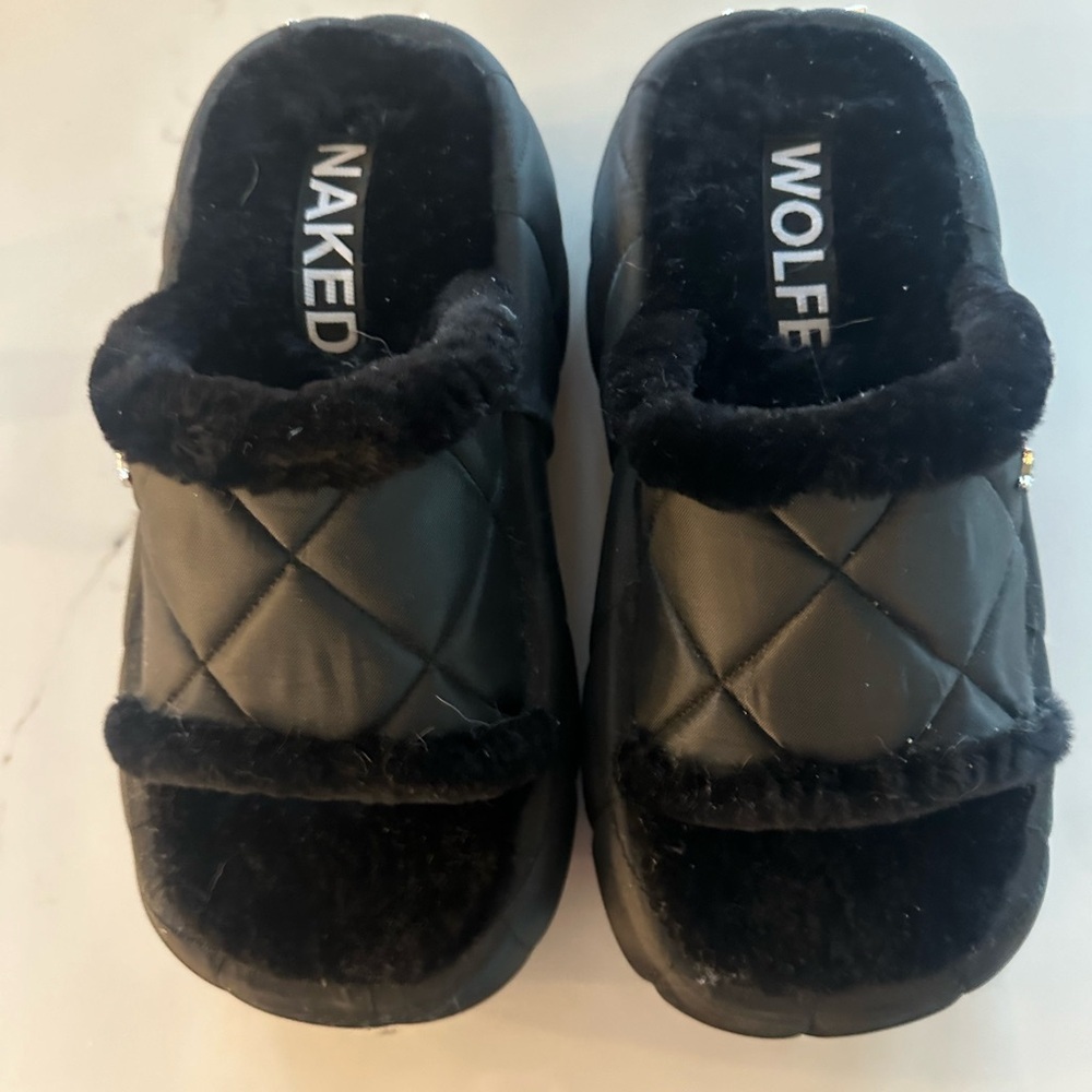 Naked Wolfe Platform Fuzzy slides size 10 NEW